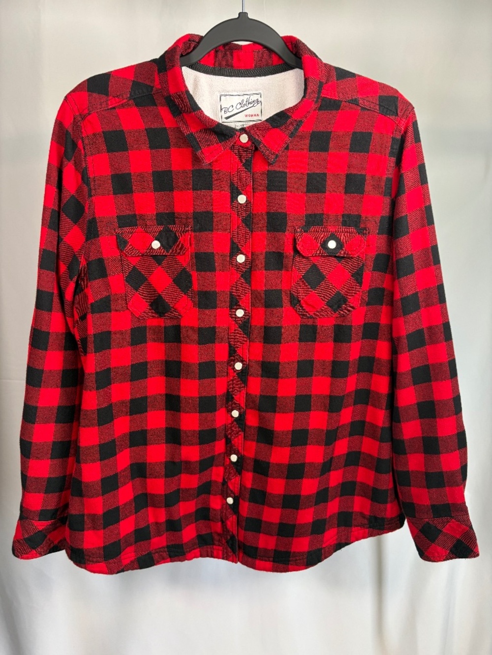 BC Clothing Buffalo Plaid Sherpa-Lined Shacket – XL